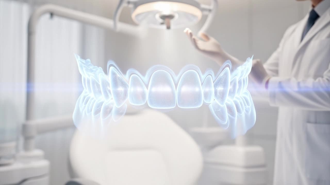 Modelo digital de arcada dentária, ilustrativo